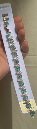 Elegant Armbånd med Blå og Klare Zirkonia-sten