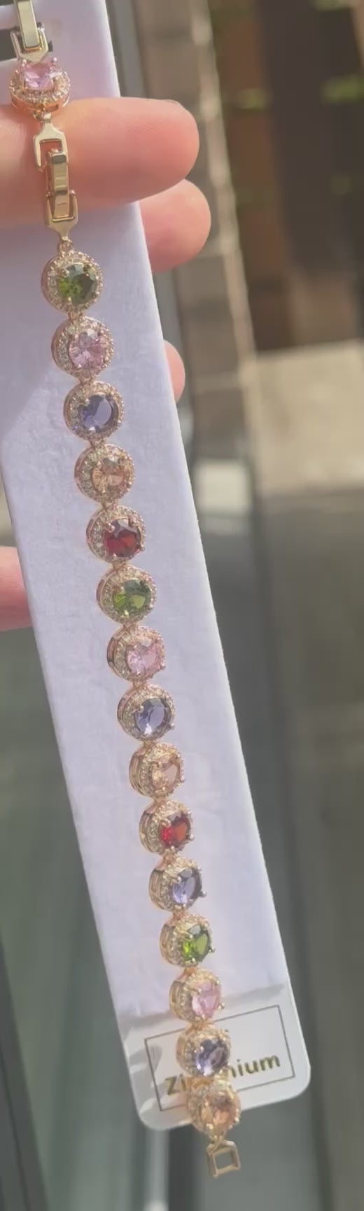 Armbånd med farvede runde zirkonia ✨